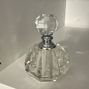 Oleg Cassini Crystal Perfume Bottle with Silver Accents